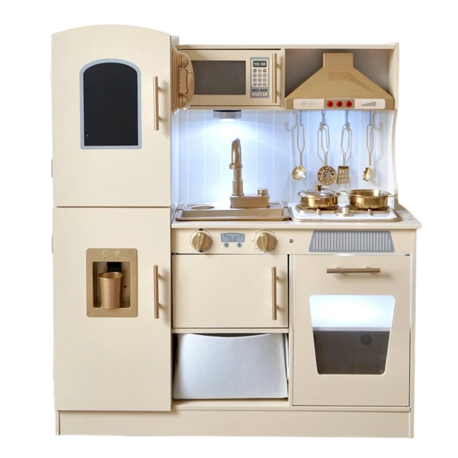 spielküche stabil küche aus Spielzeugküche mit Herd für, Zimmer, Spielzimmer, Garten, Milchkaffee Goldene Küche