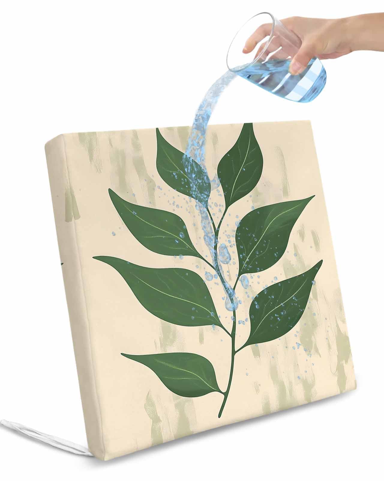 2 Pack Green Botanical Waterproof Cushion Covers with Ties, Outdoor Patio Chaise Lounge Chair Seat Cushion Slip Covers Replacement(Only Cover) Tropical Leaves Vintage 22