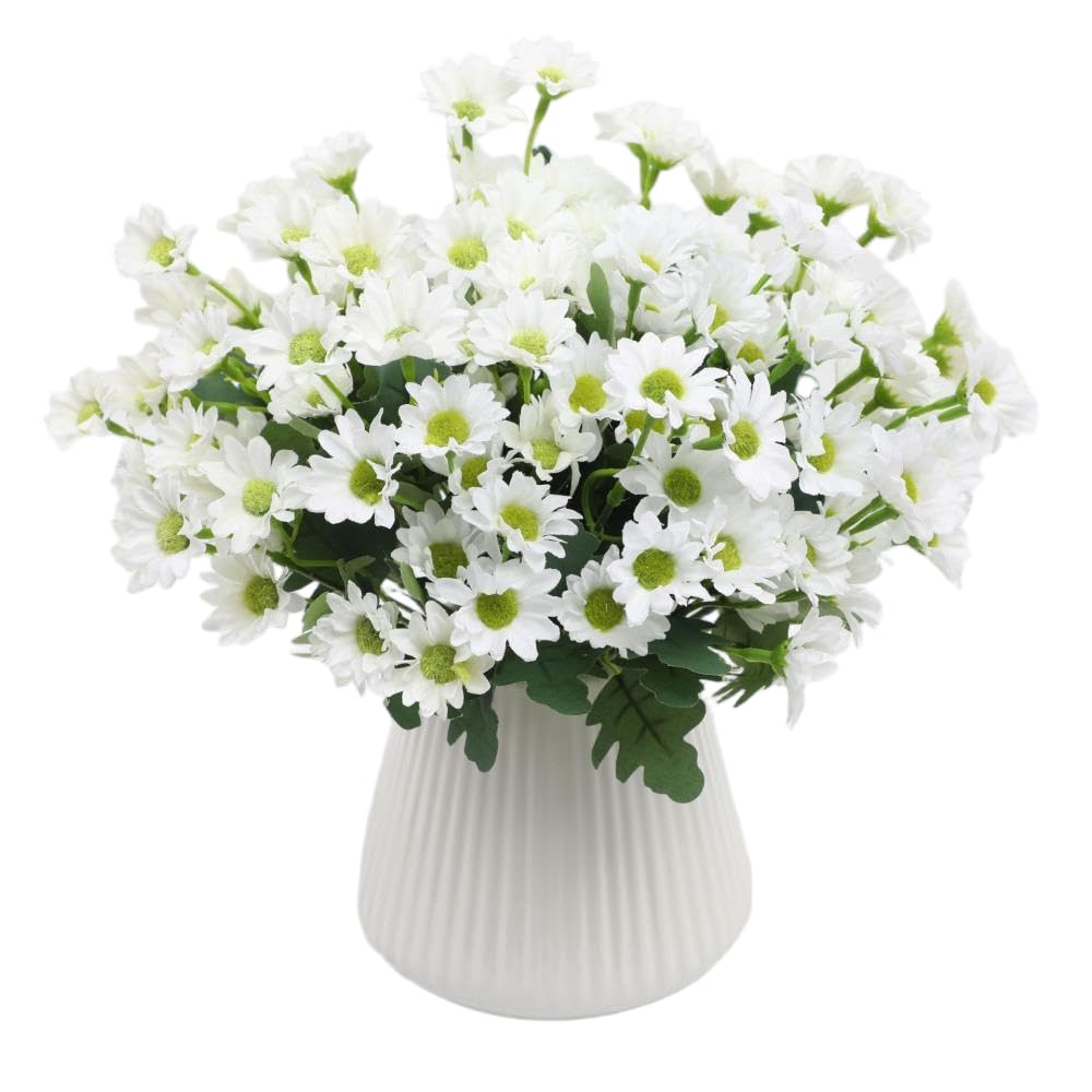 ICEANAQ Artificial Flowers Colorful Daisy Bouquet Home Decoration Silk Flowers Fake Flowers Realistic Flowers (White)