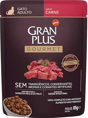 Ração Úmida GranPlus Gourmet Gatos Adultos Carne 85g - Pack com 18 unidades