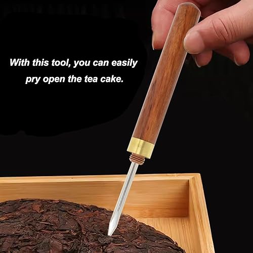 Miniatura 4 de Honbay 2 agujas de cuchillo de té de acero inoxidable con mango de madera, herramientas portátiles para picahielo de cocina, cono de hielo para el