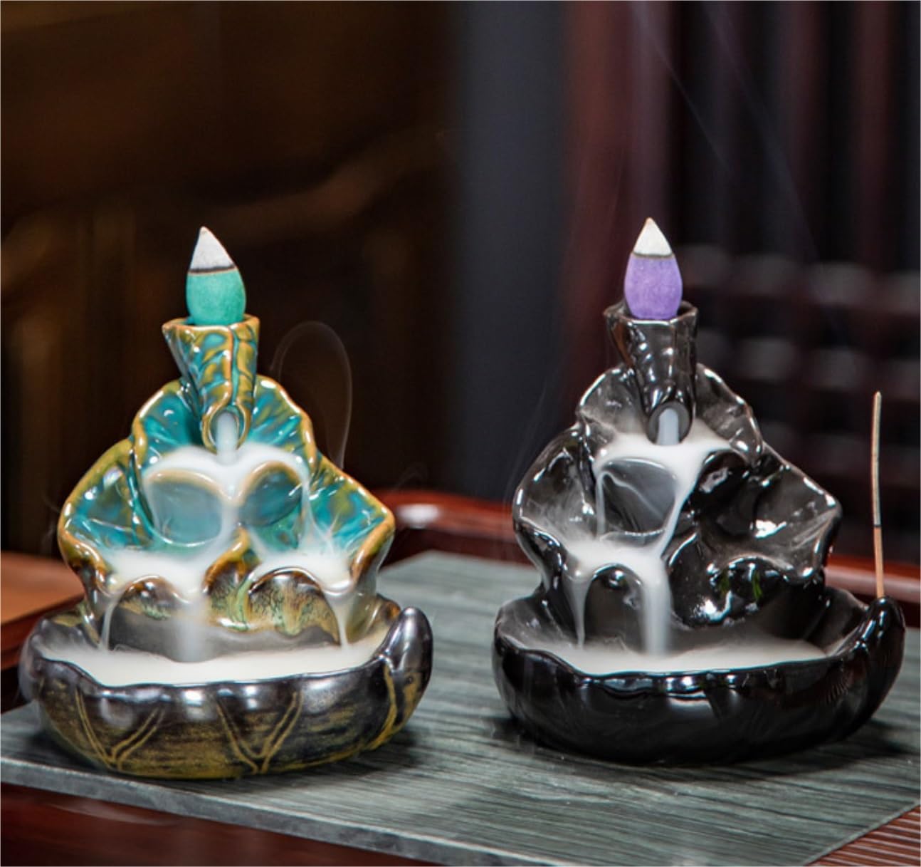 Räucherstäbchen Räuchergefäß Halter Räuchergefäß Ornamente Haushalt Aromatherapie Brenner Keramik Räucherstäbchen Räucherstäbchenhalter Zuhause Büro Yoga(Black)