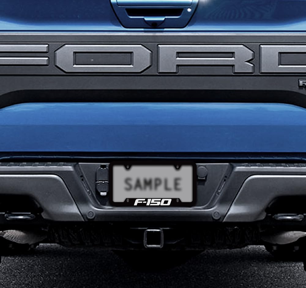 Amazon.com: Ford F-150 Black Metal License Plate Frame Tag Holder