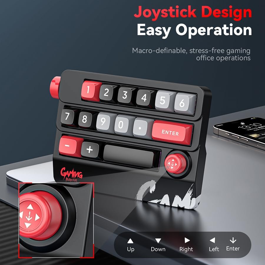 Close-up of JOMAA K809 Keypad showing the joystick and its directional inputs