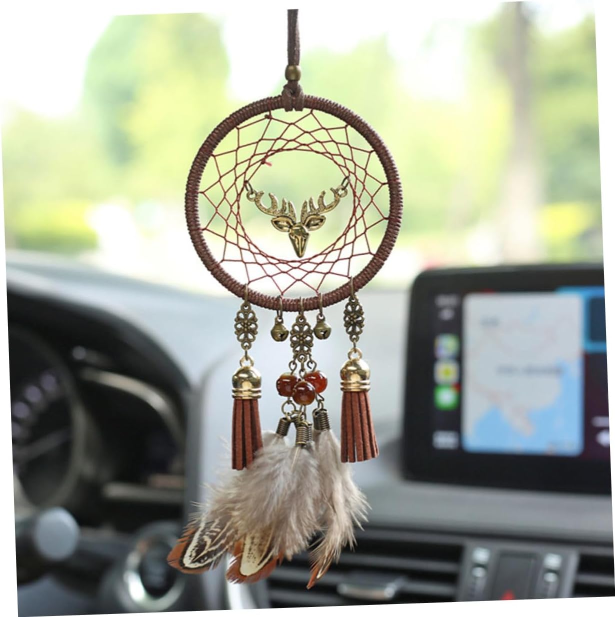 Deer Head Dream Catcher Hanging Wall Art Iron Ring Beads Xmas image 4