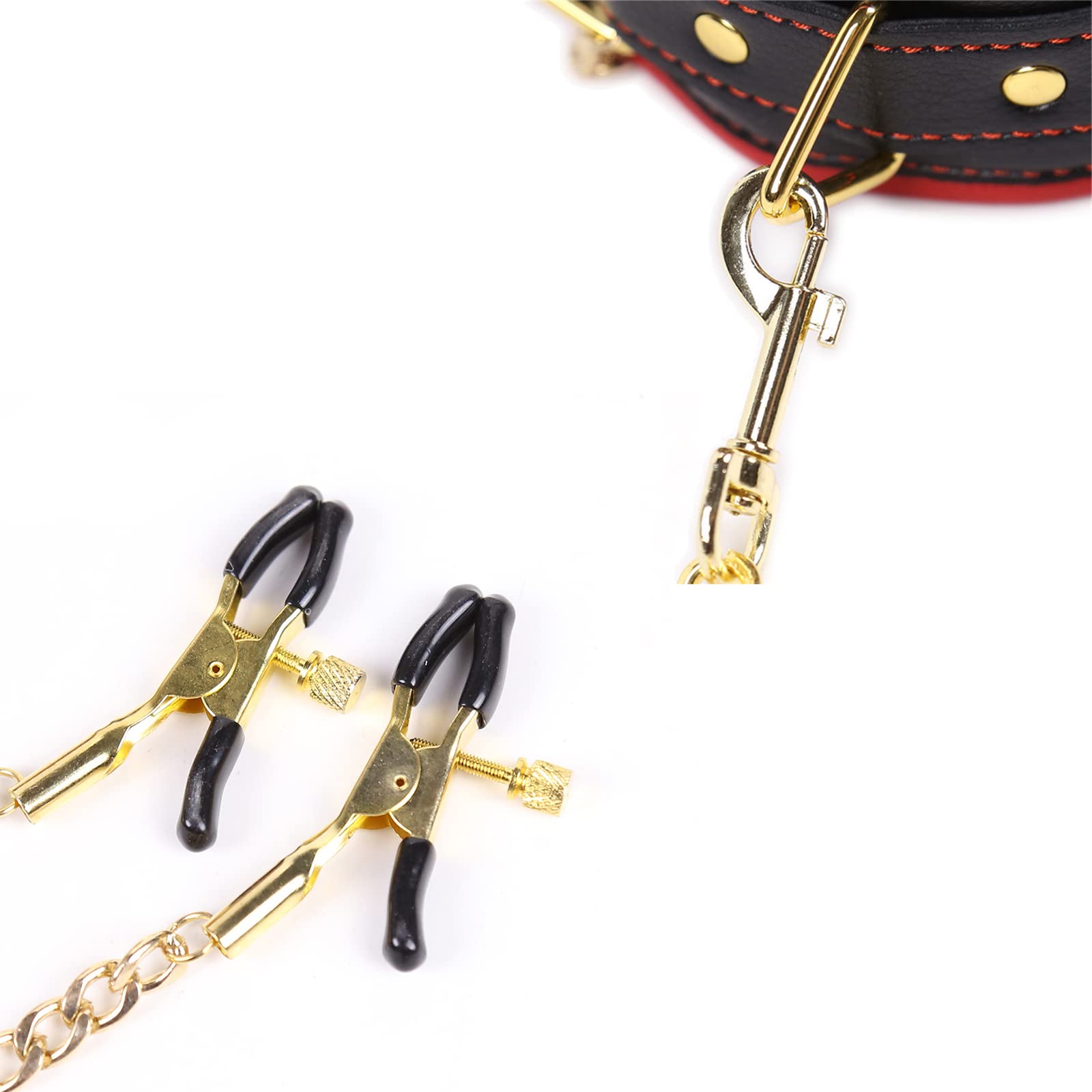 Collier De Menottes, Pinces À Tétons, Ensemble De Bondage Avec Chaînes De Laisse SM, Menottes En Cuir Éponge, Menottes, Contraintes De Lit, Collier De Retenue Du Cou, Esclave, Flirt, Jouets