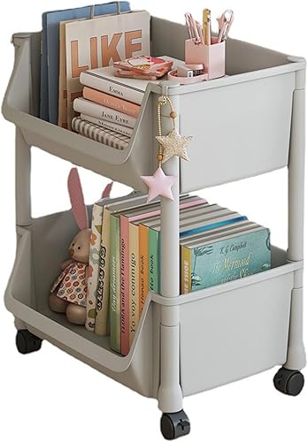 Carrito de almacenamiento multiusos de 2 niveles, carrito multifuncional con ganchos, organizador de carrito con ruedas ajustable, carrito de