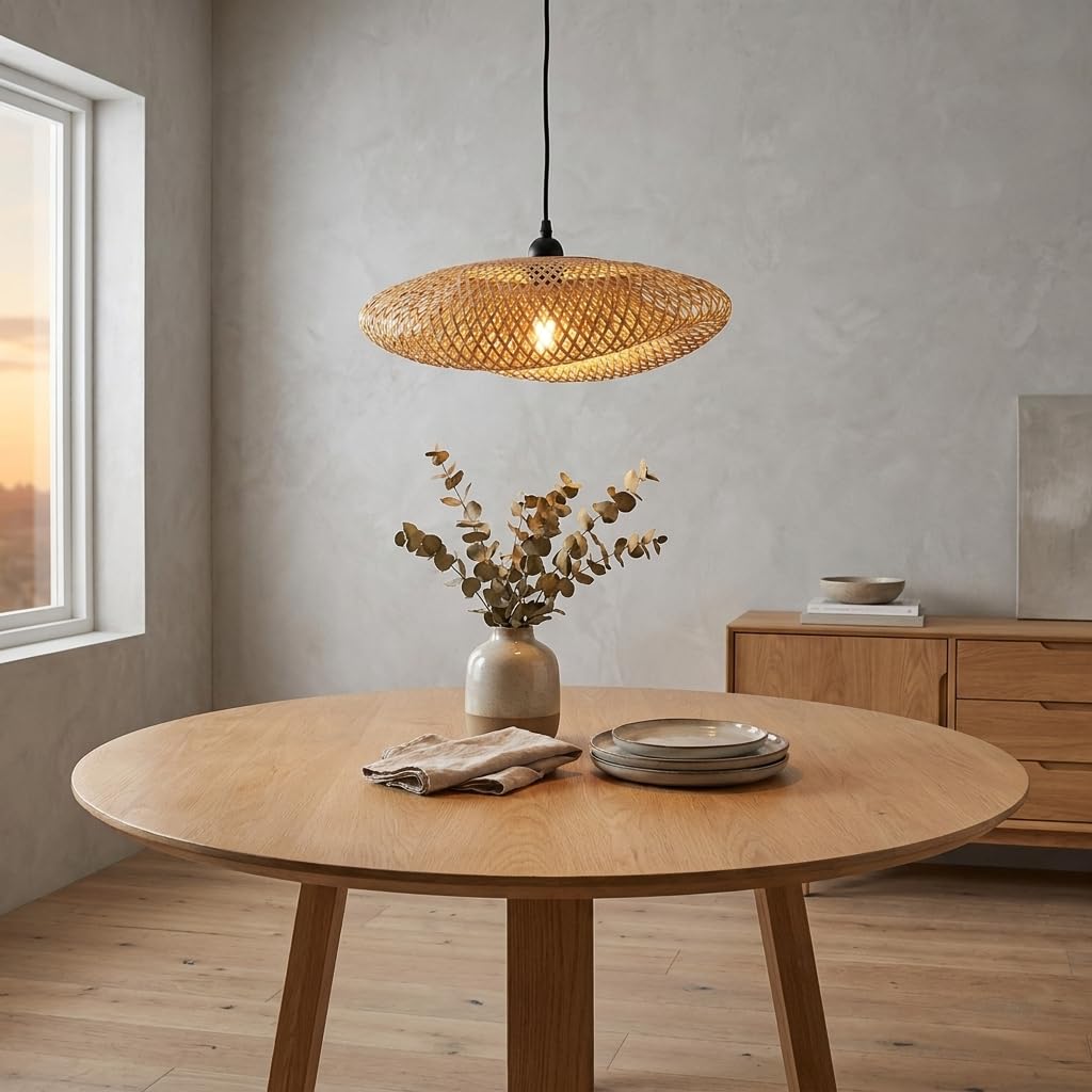 BARCELONA LED Lampada Sospesa Rattan Vimet con Spina E27