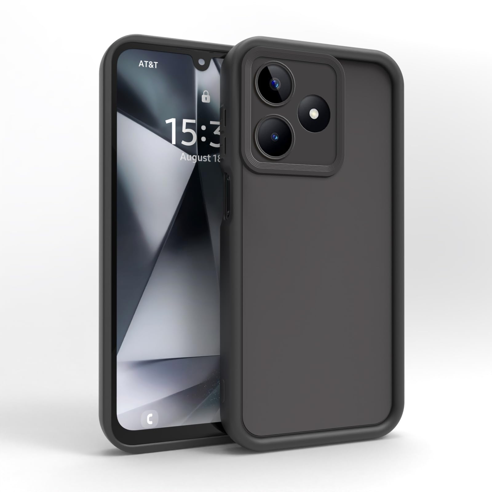 SEAHAI Trasparente Cover per Realme Note 50/Realme C53/Realme C51, Ultra Sottile ed Elegante AntiGraffio Antiurto Anti Scivolo Plastica Dura PC + TPU Silicone Bumper Custodia, Nero