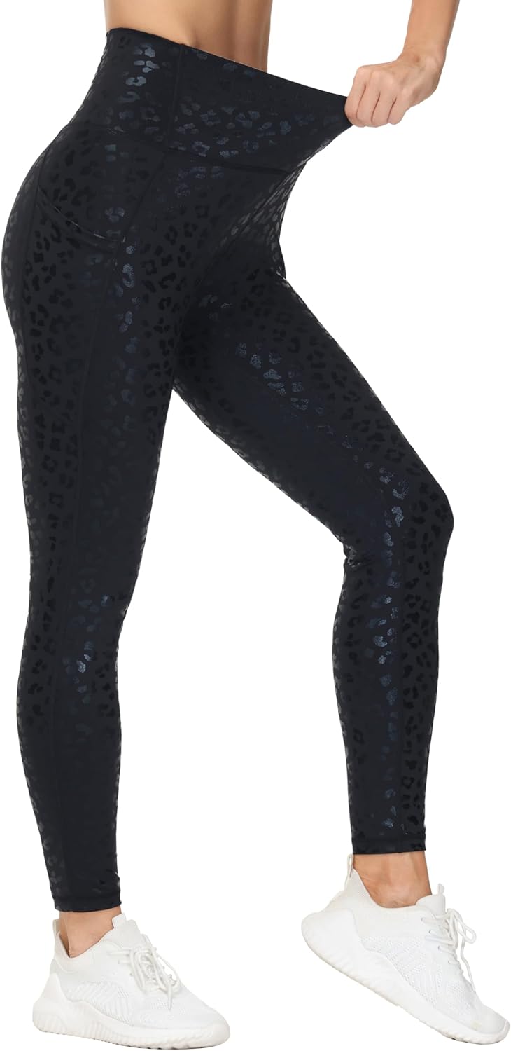 THE GYM PEOPLE Women’s Cross Waist Workout Leggings Tummy Control High Waisted Athletic Yoga Pants with Pockets