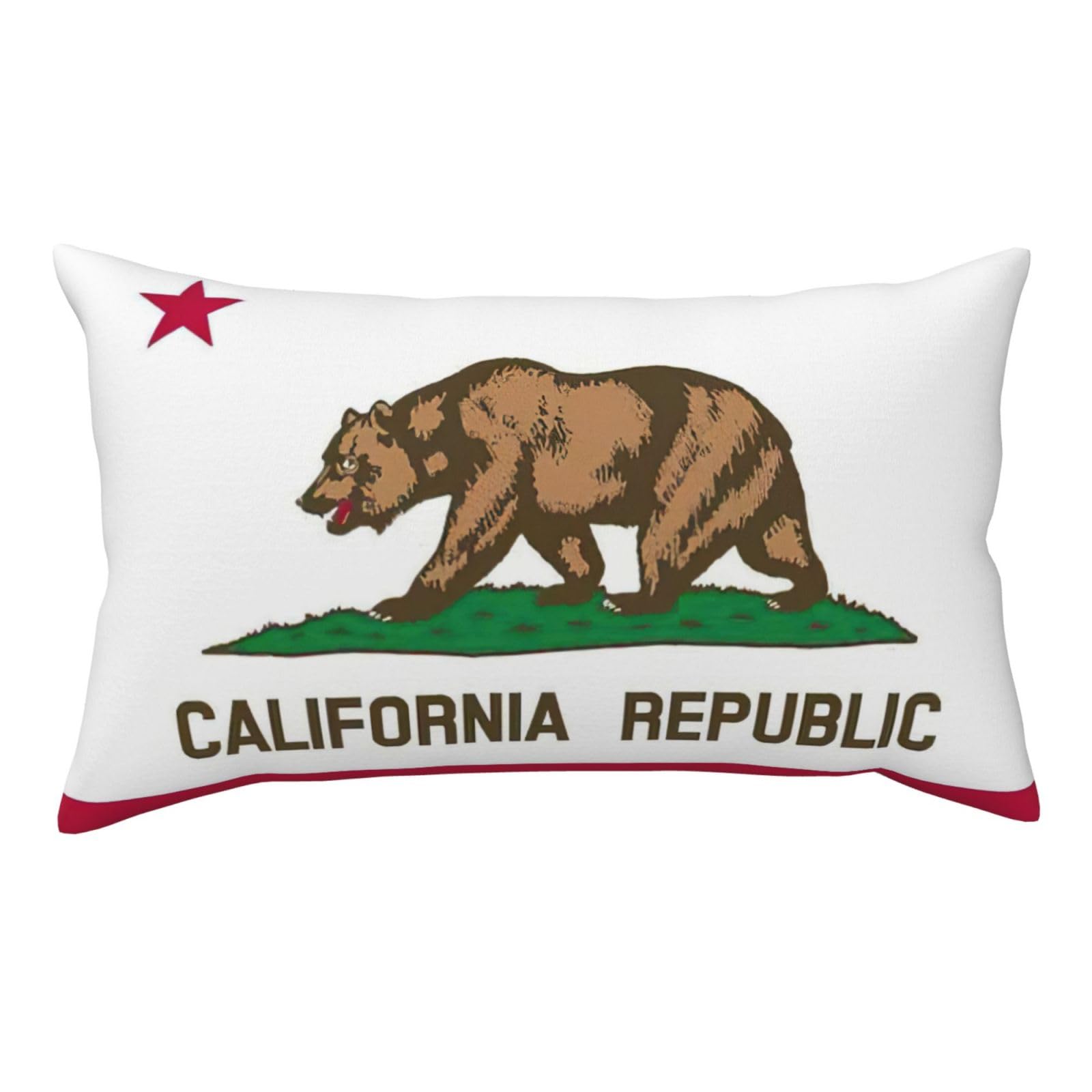 California State Flag Double Sided Fluffy Pillow Cover 20x36 Printed Soft Plush Decorative Case for Sofa Living Room