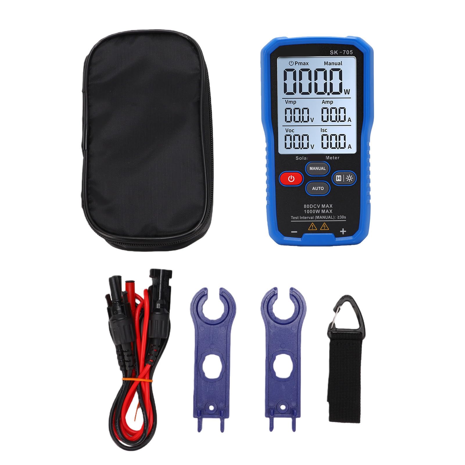 Eujgoov Tester per Pannelli Solari da 1000 W, Misuratore di Potenza Fotovoltaico Portatile con Display LCD MPPT da 3,2 Pollici per la Risoluzione dei Problemi dei Moduli Fotovoltaici
