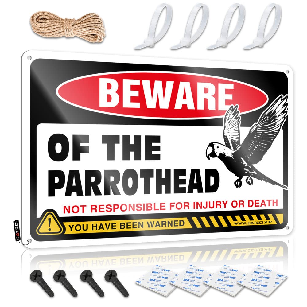 Bar Stuff For Man Cave Beware Of Parrothead Tin Sign Backyard Bar Decor Drinking Signs Funny