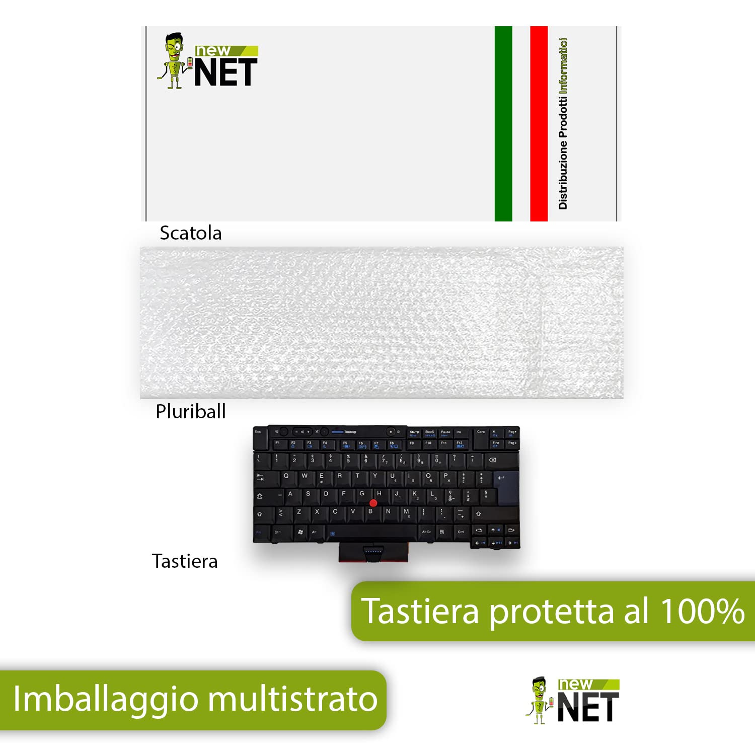 new net - Tastiera Compatibile con Notebook Lenovo ThinkPad T420 4178 4179 4180 4236 4238 [Colore Nero - Trackpoint - Layout ITA]
