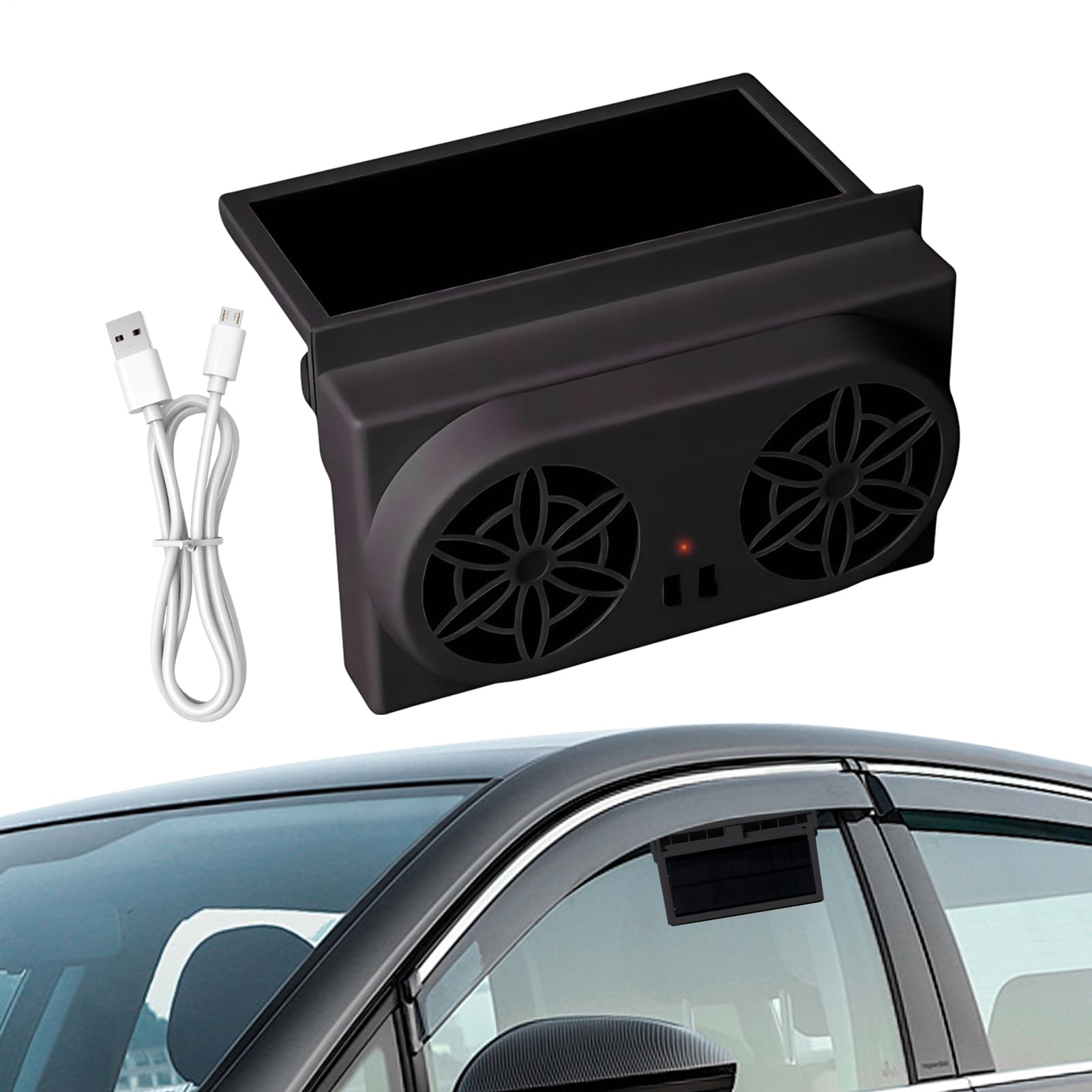 Manolyee Ventilatore Auto ad Energia Solare, Ventola Di Scarico Per Auto A Risparmio Energetico, Portatile Ricaricabile con Funzione Rinfrescante per Furgone Viaggi Esterni