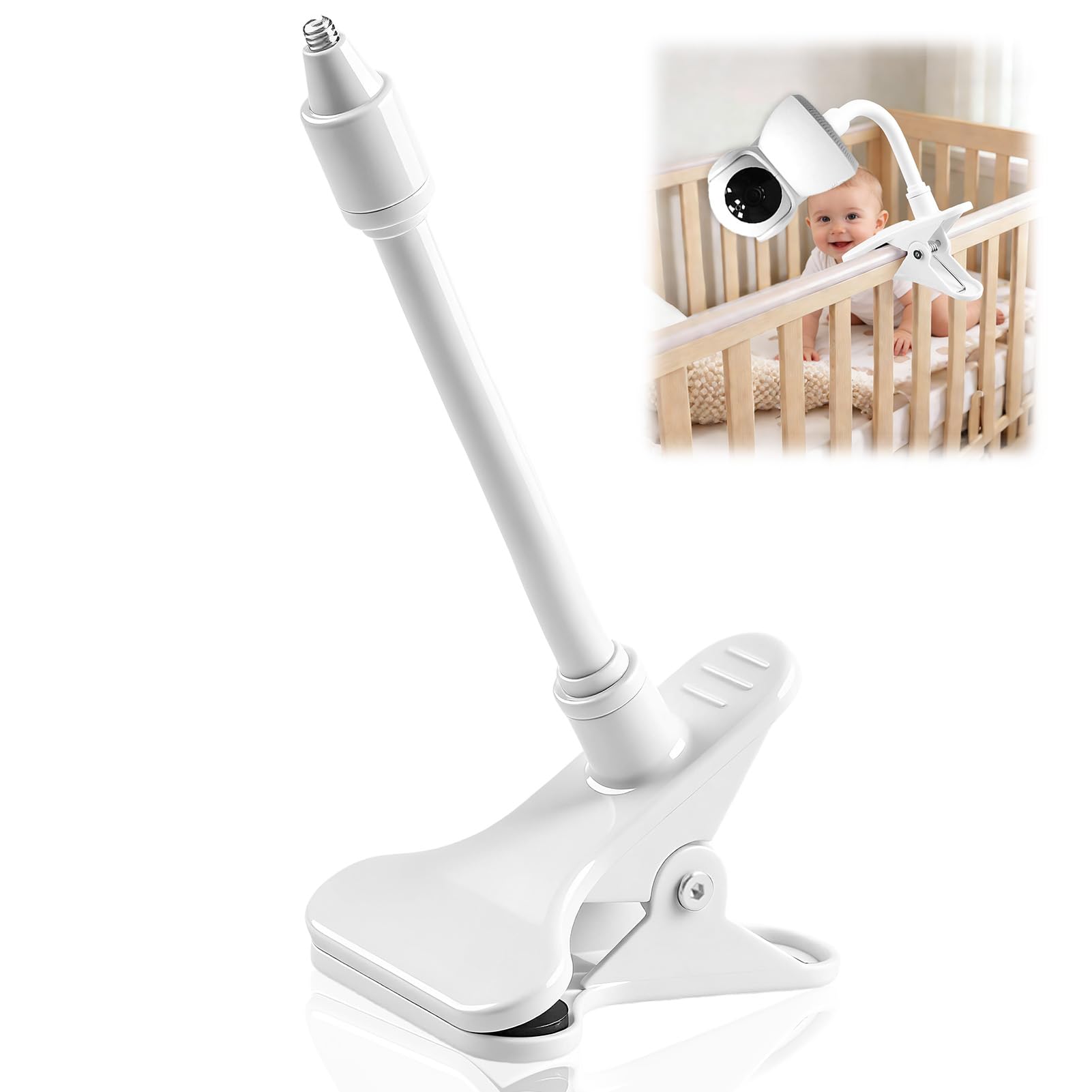 Supporto per fotocamera Sorveglianza Bebe universale flessibile compatibile con 1/4" presa sicura regolabile senza trapani compatibile con SpaceView Video Vista 360 Monitor YESIMOM Culle Asili Maggior