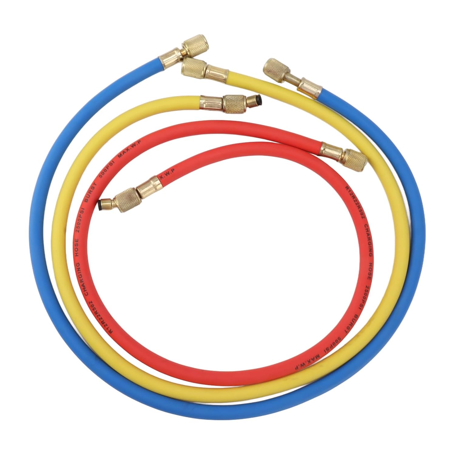 DAUZ Air Conditioning Pressure Gauge, Adhesive Nylon Hose Refrigerant Manifold Gauge Set Color Coded Scale for Adding Fluorine