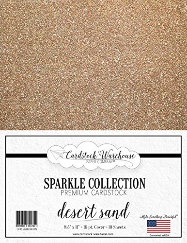 Cardstock Warehouse Sparkle Desert Sand Glitter - 8.5 x 11" - 16 Pt. / 280 Gsm Premium Cardstock Paper - 10 Sheets