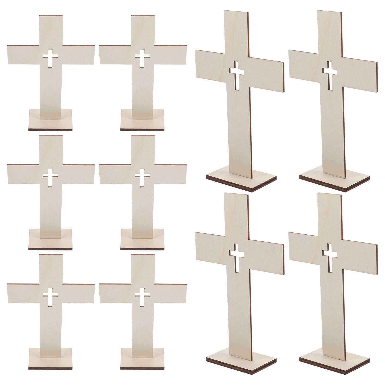 Homoyoyo 10pcs Christmas Nativity Wooden Cross Unfinished Wood Crosses Standing Cross for Church Sunday First Communion Baptism Decoration