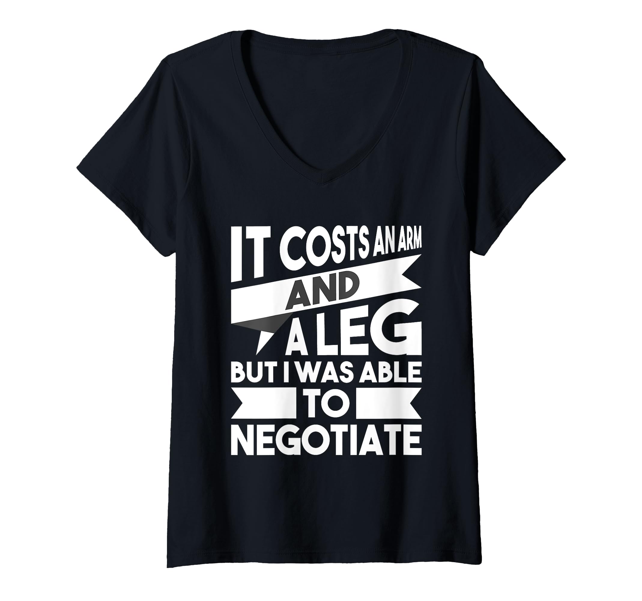 Womens I Was Able To Negotiate - Handicap Wheelchair Amputee V-Neck T-Shirt, Black