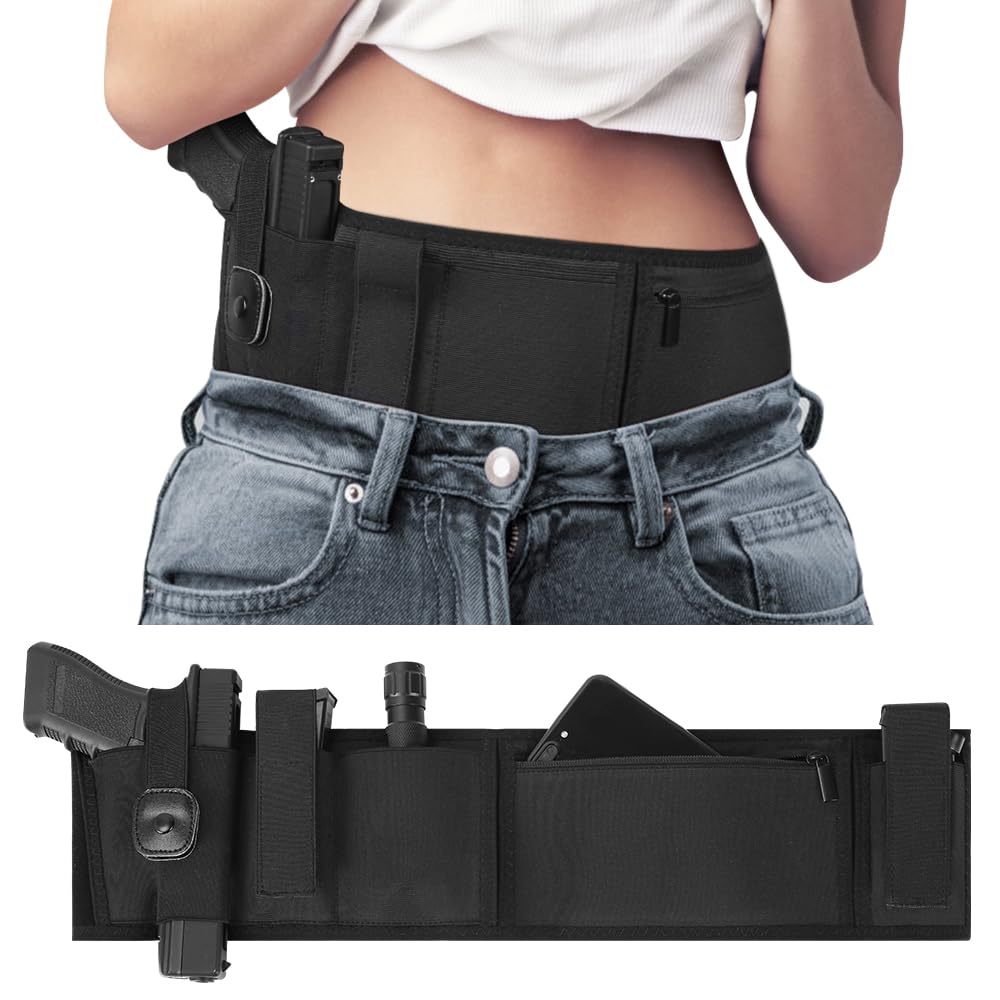 Fondina per cintura addominale, fondina regolabile per pistola, fondina nascosta da cintura con tasche multiple per uomini e donne, mano destra