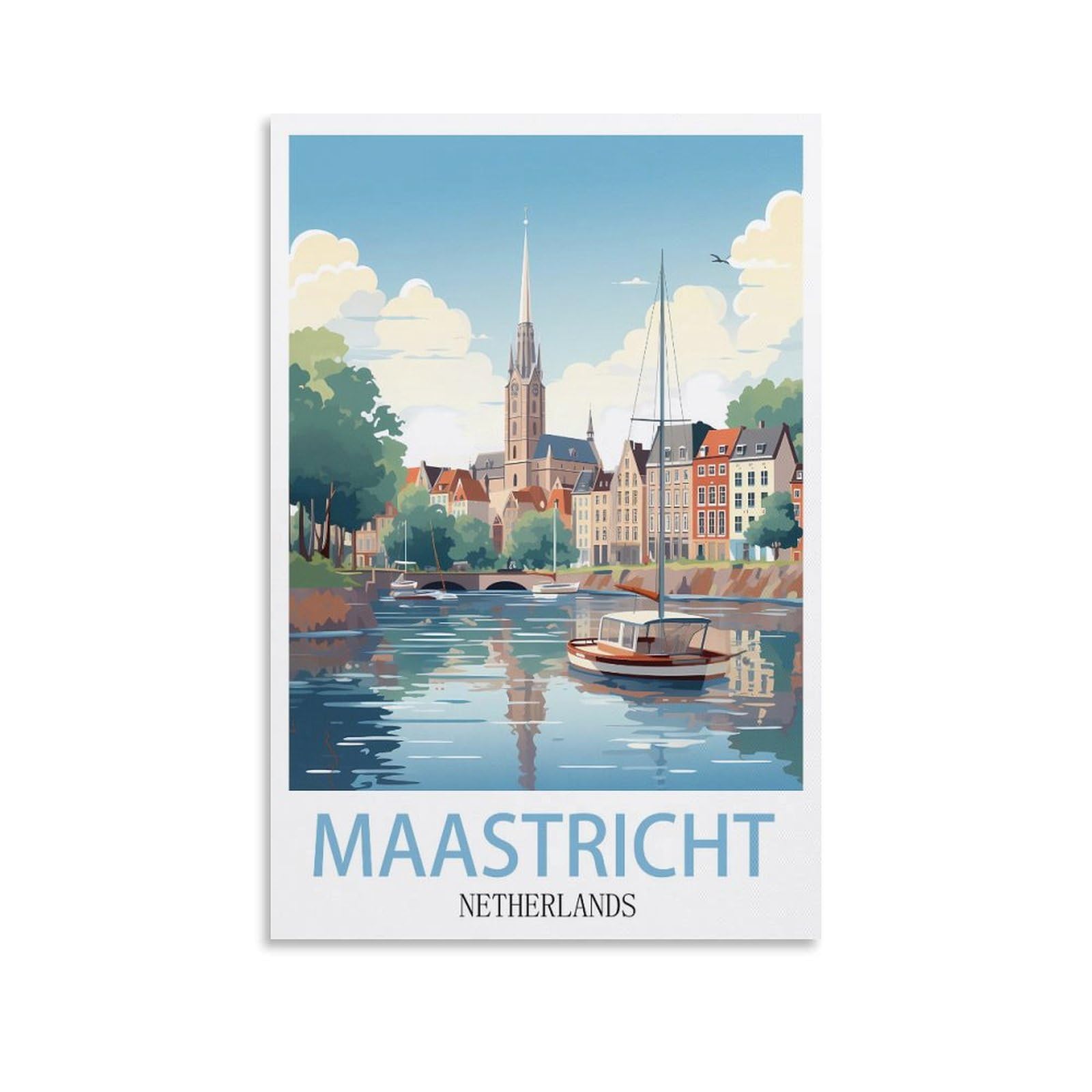 CYYHGEE Maastricht Netherlands Vintage Travel Poster 12x18inch(30x45cm) Canvas Poster Wall Art Living Room Home Decor