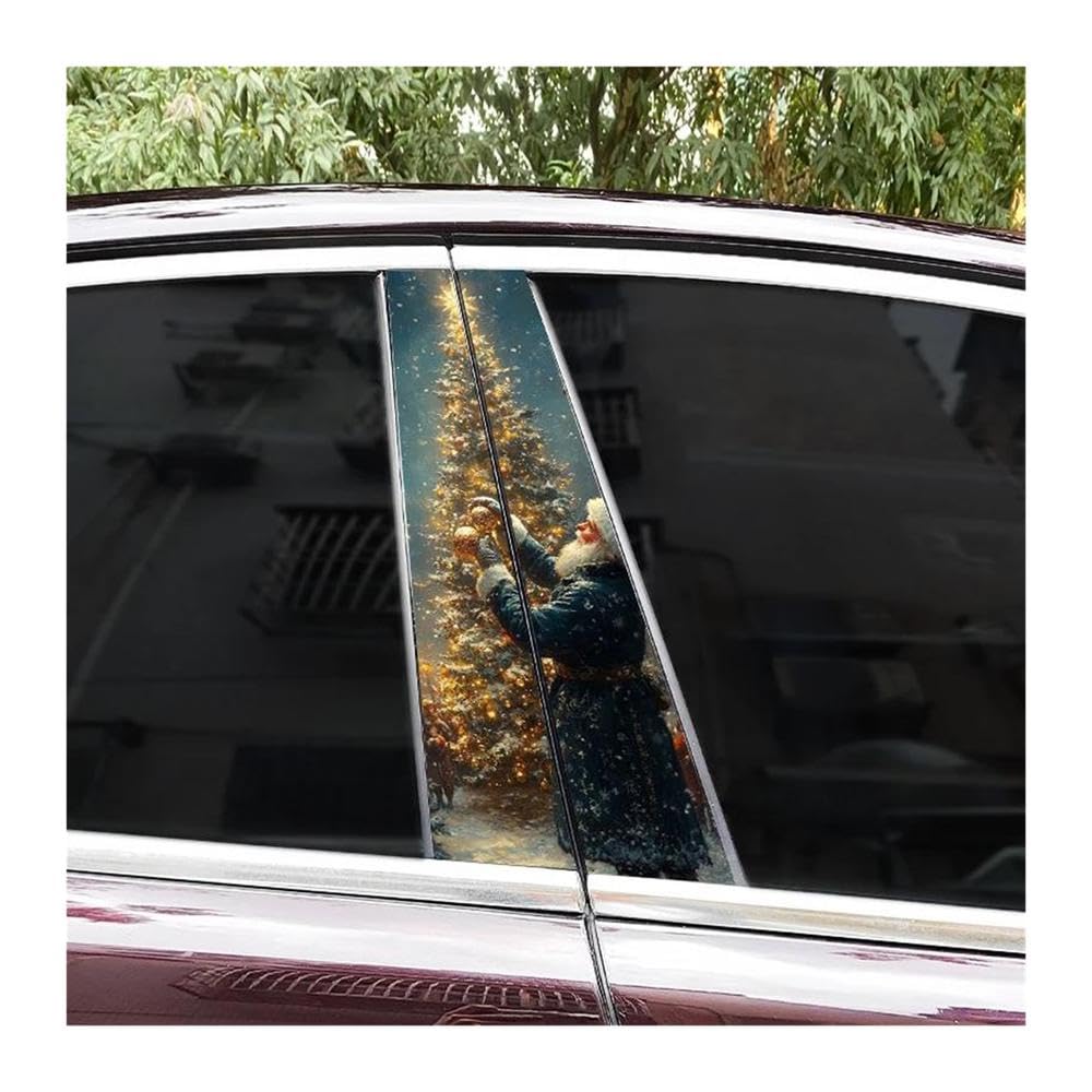 Decorative Items 2pcs Santa Claus Car Center Column Sticker DIY Car B-Pillar Decorative Stickers(H)