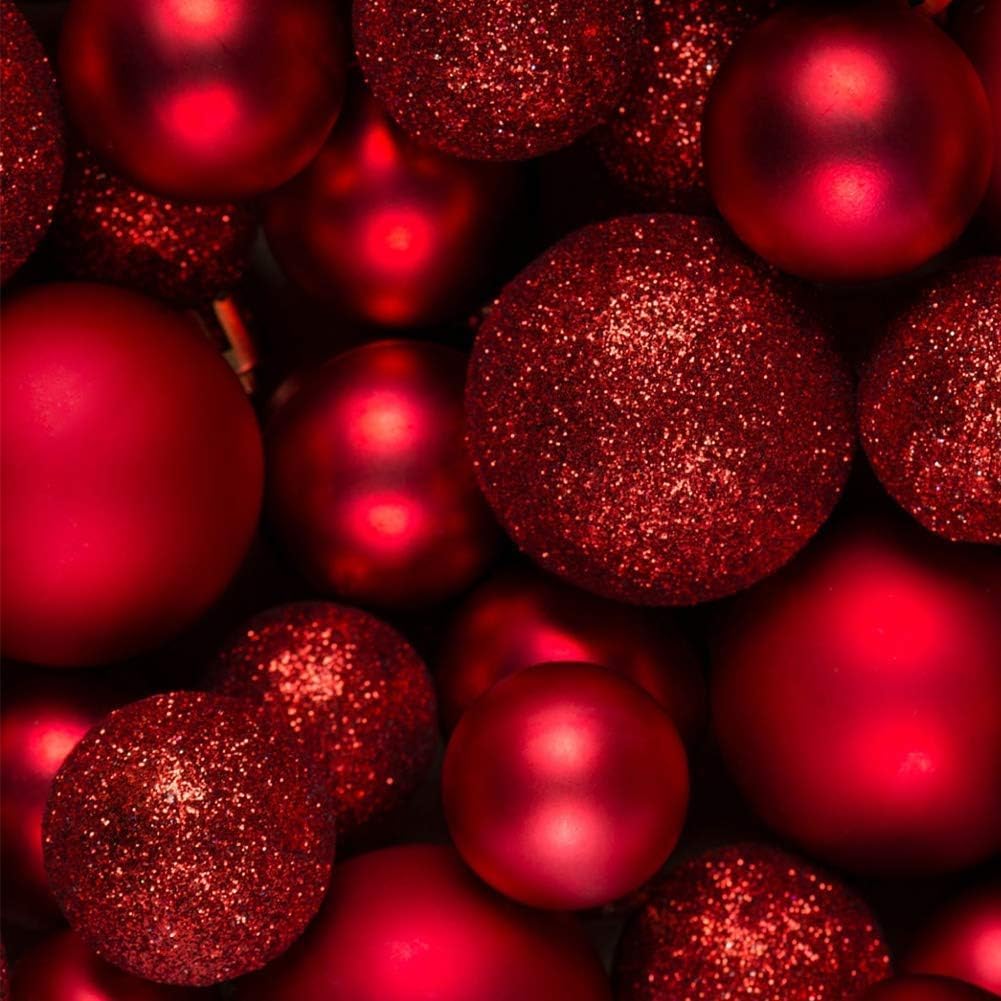 Weihnachtskugeln 36 Stück Weihnachtskugel-Ornamente, Weihnachtsbaumschmuck, Hängende Weihnachtskugeln Für Urlaub, Party, Weihnachten Dekoration(Rood)