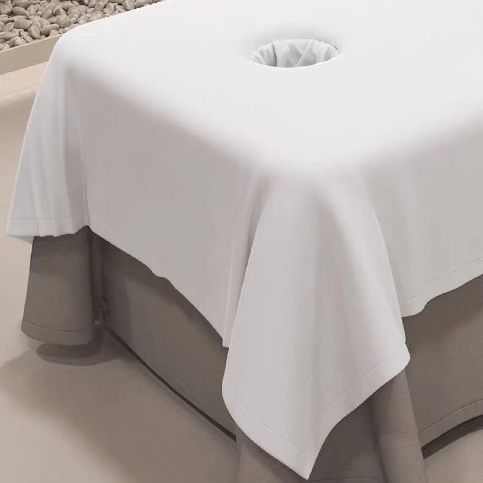 Chickwin Raso Tinta Unita Lenzuola da Lettino per Massaggi,Lenzuolo con Angoli per Spa Morbido,Copertura Protettiva per Lettino da Massaggio di Bellezza con Foro per Il Viso (120x200cm,Blu