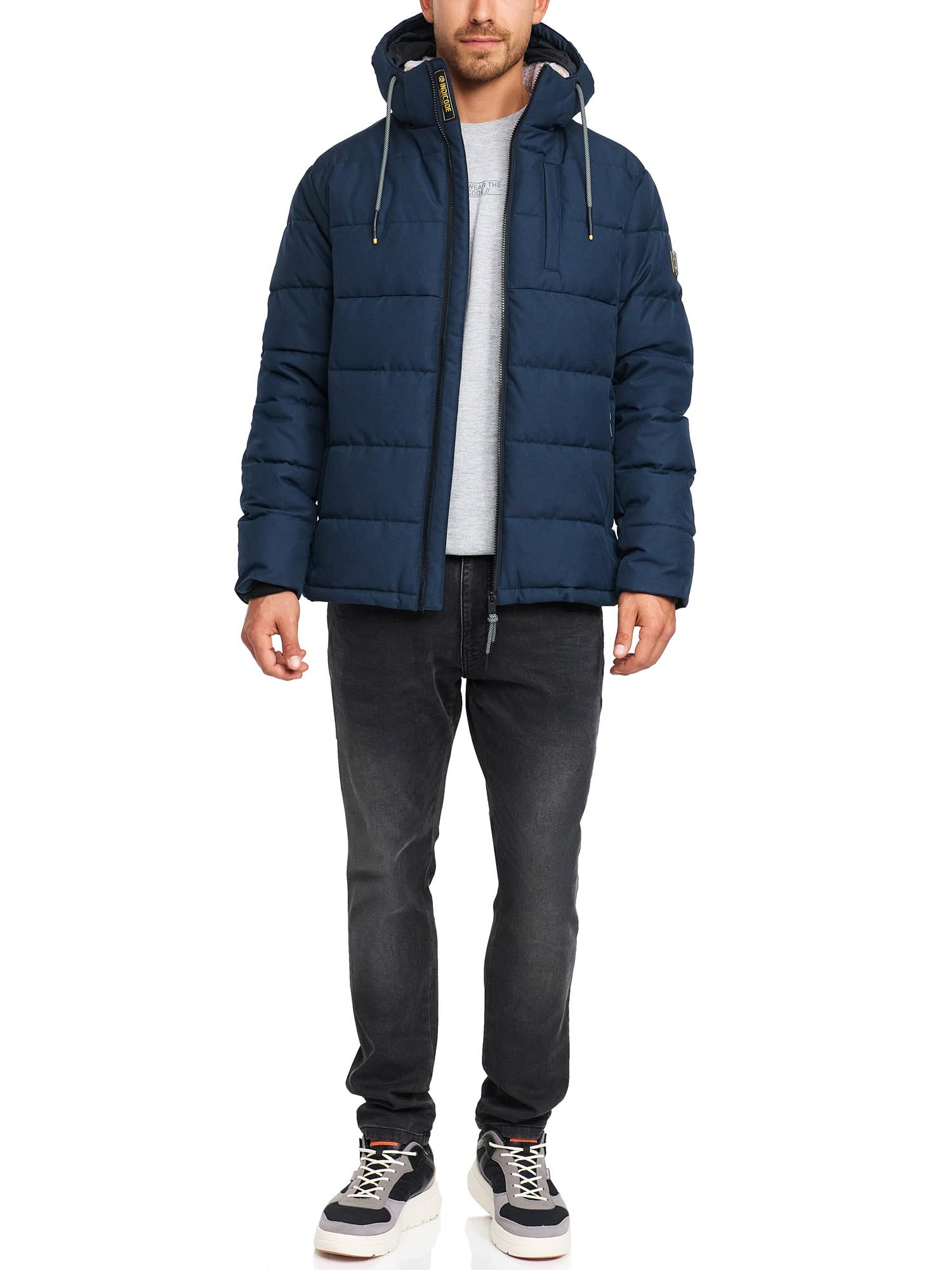 Indicode Herren INHebero Winterjacke Steppjacke in Daunen-Optik mit Kapuze