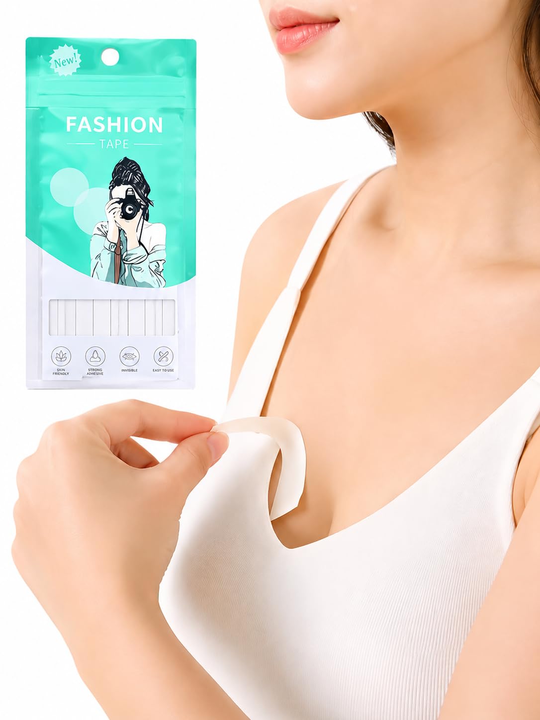 CareDone Double Sided Strips Fashion Tape for Clothes, 36 Transparent Clothing Adhesive Strips | Invisible Body Tape for Dresses Pack of 1.-picture-22