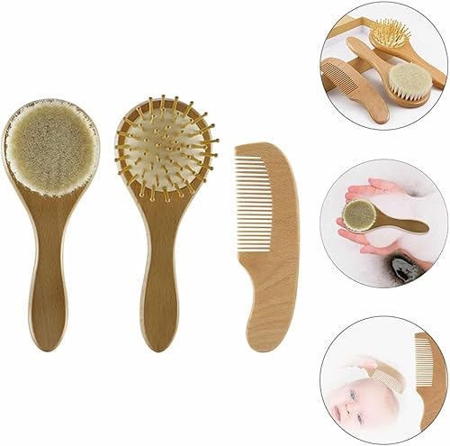 Miniatura 6 de Juego de peine de masaje infantil Cepillo de pelo recién nacido Cepillo de pelo de madera Peine para tapa de cuna