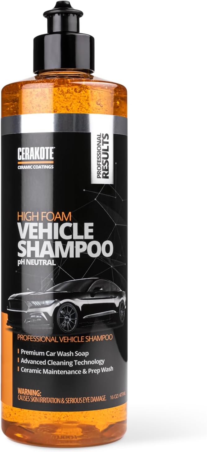 CERAKOTE High Foam Vehicle Shampoo (16 oz) – pH Neutral Premium Car Wash Soap for FoamCannon, SnowFoam, Pressure Washer & Hand Wash – Ceramic Coating Prep & Maintenance – Citrus Scent – Maximum Suds CERAKOTE High Foam Vehicle Shampoo (16 oz) – pH Neutral Premium Car Wash Soap for FoamCannon, SnowFoam, Pressure Washer & Hand Wash – Ceramic Coating Prep & Maintenance – Citrus Scent – Maximum Suds