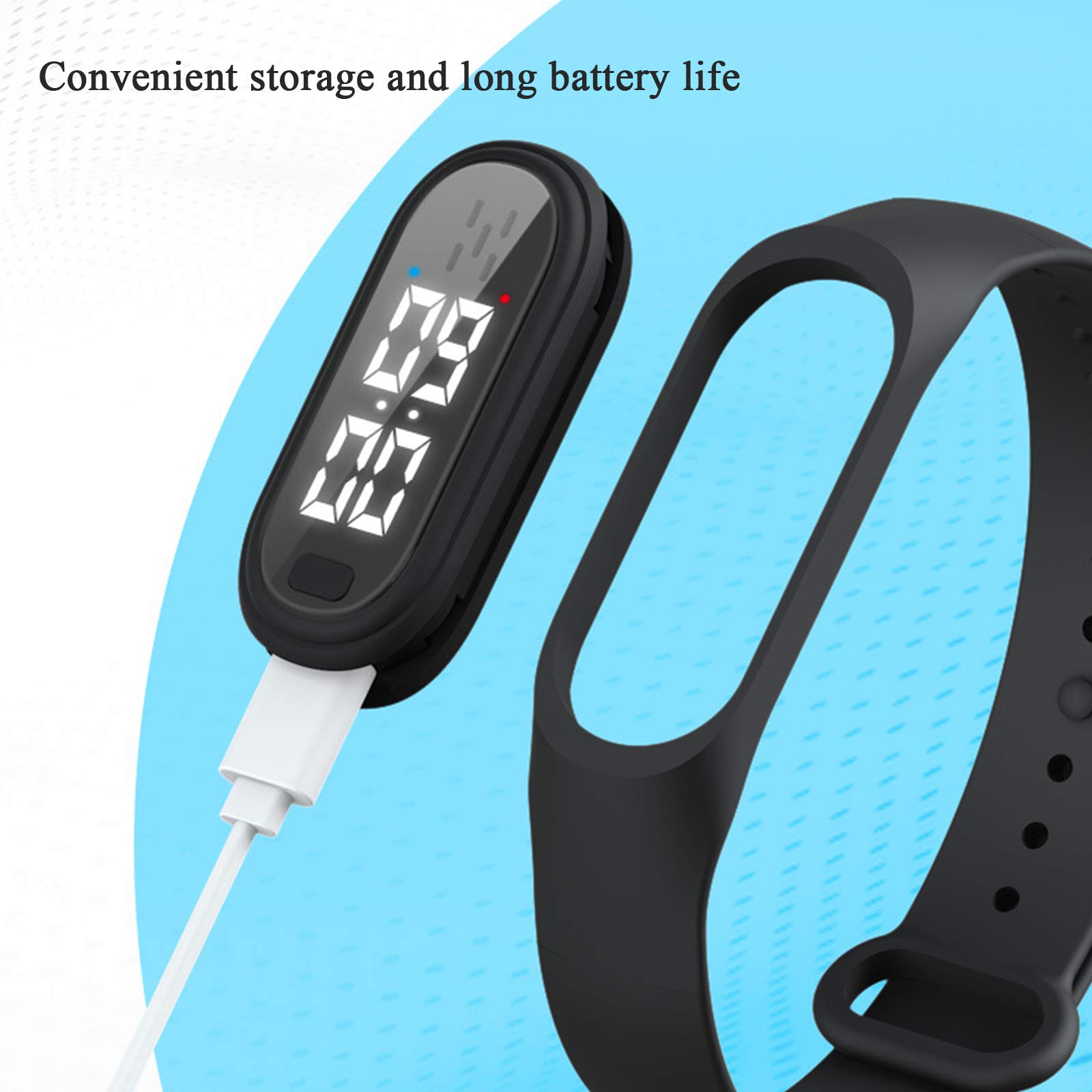 Bracelet anti-moustiques à ultrasons avec affichage de l'heure, bracelet étanche rechargeable par USB pour voyage et camping