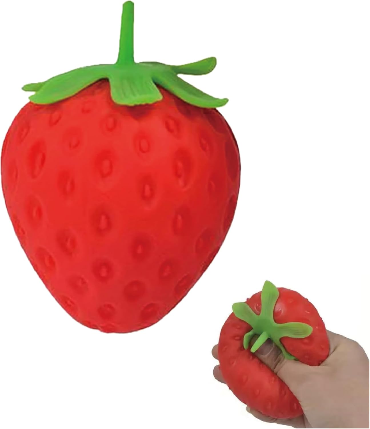 Squishy Strawberry Stress Ball, Slow Rising Realistic Fruit Squeeze Toy for Adults Kids Sensory Fidget, Pressure Release, Party Favor Gift (2)