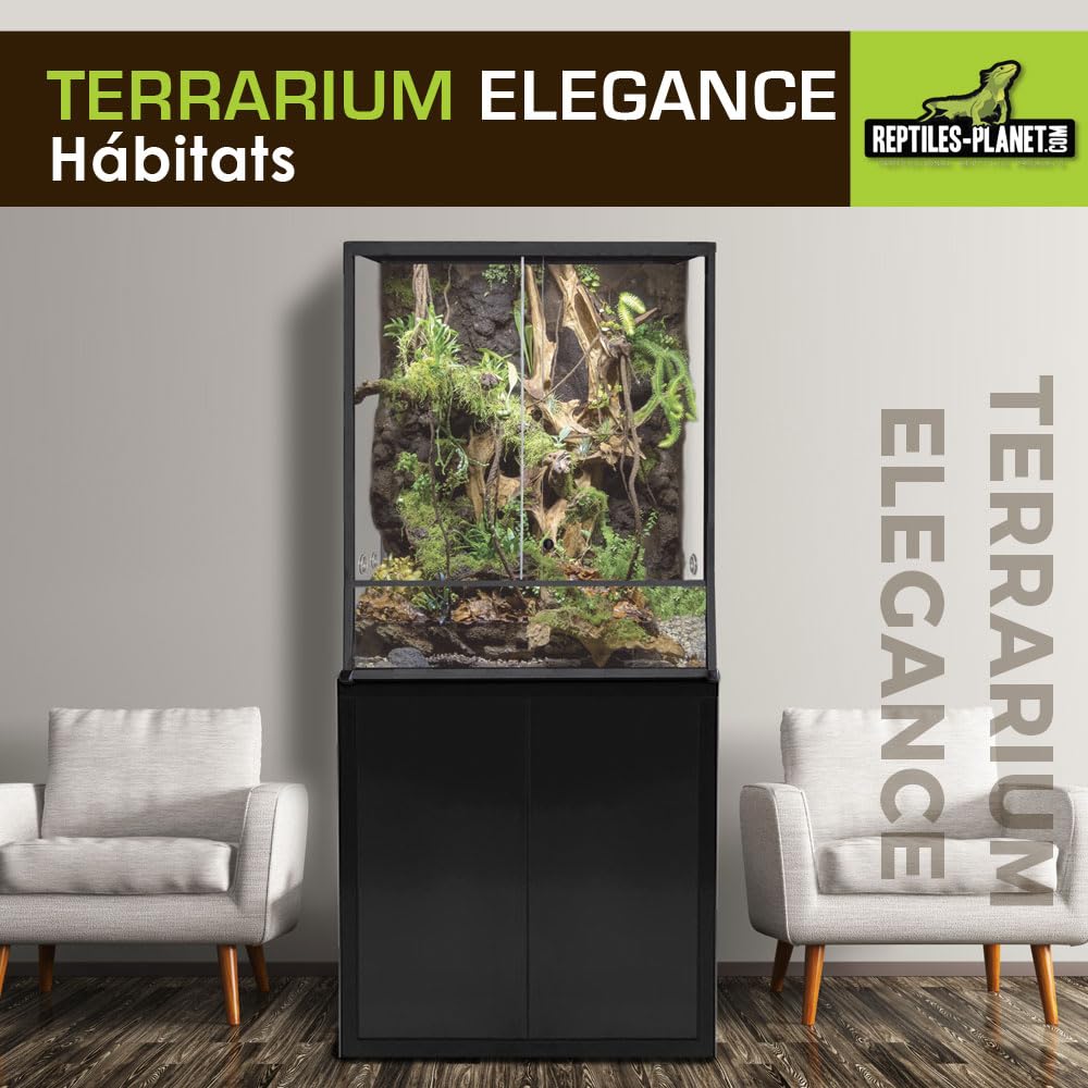 Reptiles Planet - Terrario, Aluminio, para Reptil o Anfibio, 30 x 30 x 45 cm, Color Negro