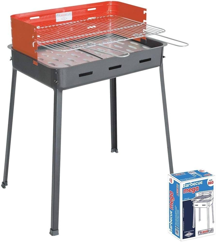 Filcasalinghi Mega MOD. 860, Barbecue Fornacetta a Carbone e Carbonella con Graticola, Nero/Rosso, 63x43x88 cm Filcasalinghi Mega MOD. 860, Barbecue Fornacetta a Carbone e Carbonella con Graticola, Nero/Rosso, 63x43x88 cm