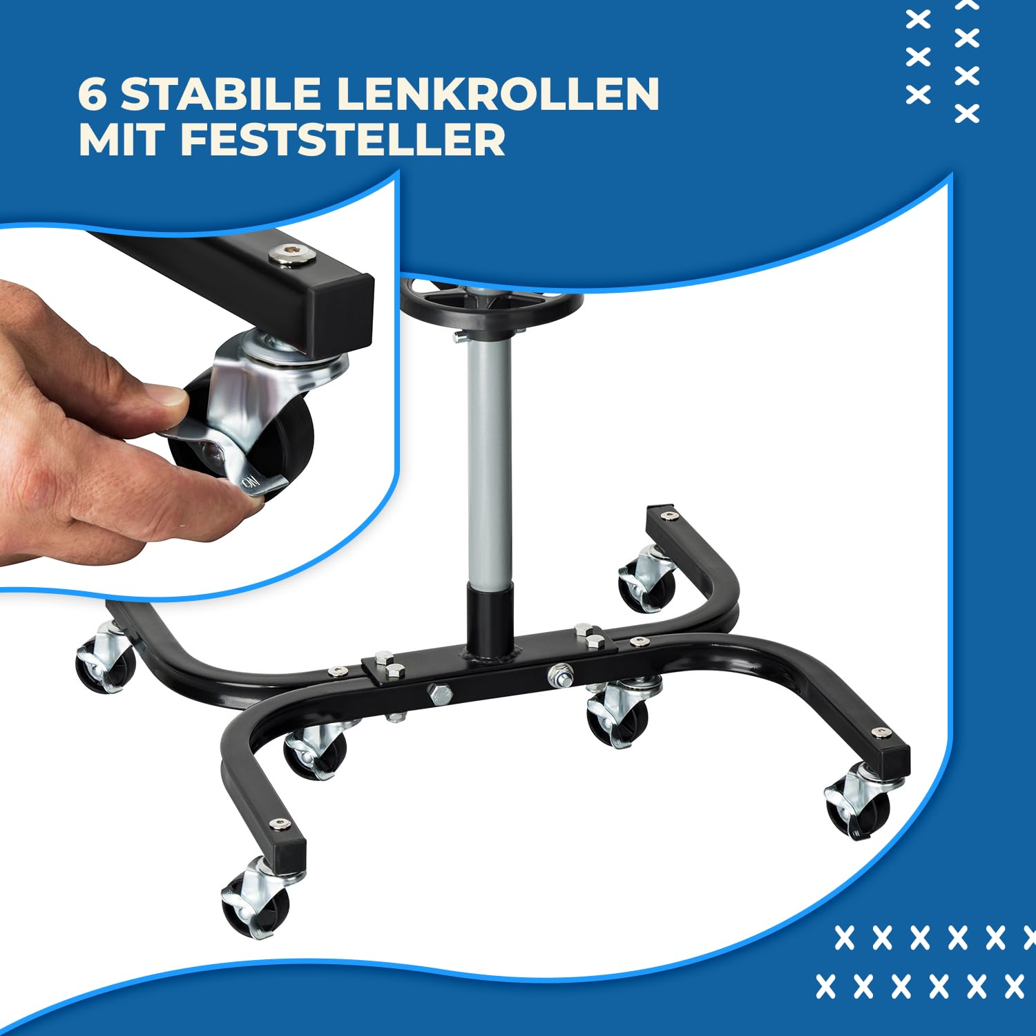 Felgenbaum XL fahrbar für Autoreifen bis 295mm – Reifenständer belastbar bis 150kg inkl. Reifen Markierer – Reifenbaum mit Rollen & Feststeller – Felgenständer für 4 Reifen/Felgen 16-24 Zoll
