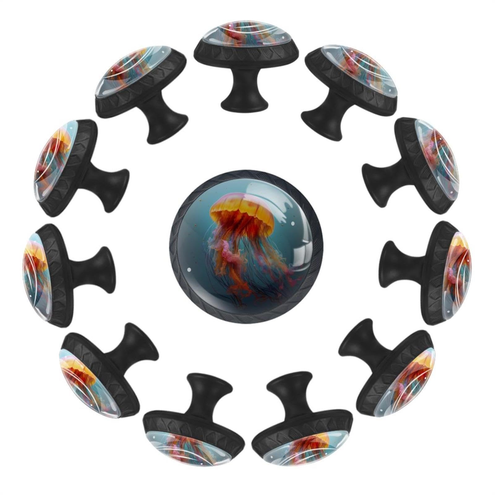 Boutons de tiroir en verre cristal lot de 12 poignées méduse