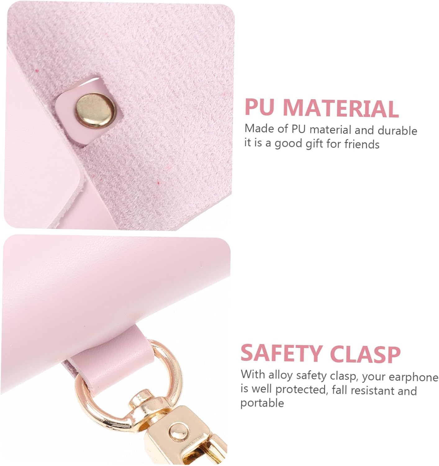 ARTIBETTER Leather Earphone Box Protective Case for Shockproof Design and Convenient Earphone Cover Easy to Install Pink Compatible Wireless Charging image 4