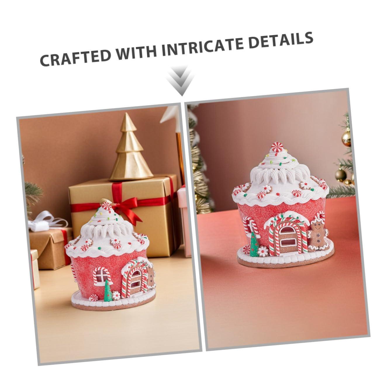 Castillo de Arcilla y casita navideña de Resina Pueblo de Pan de Jengibre decoración Colgante del Techo Adorno navideño de la casa de Pan de Jengibre Adornos