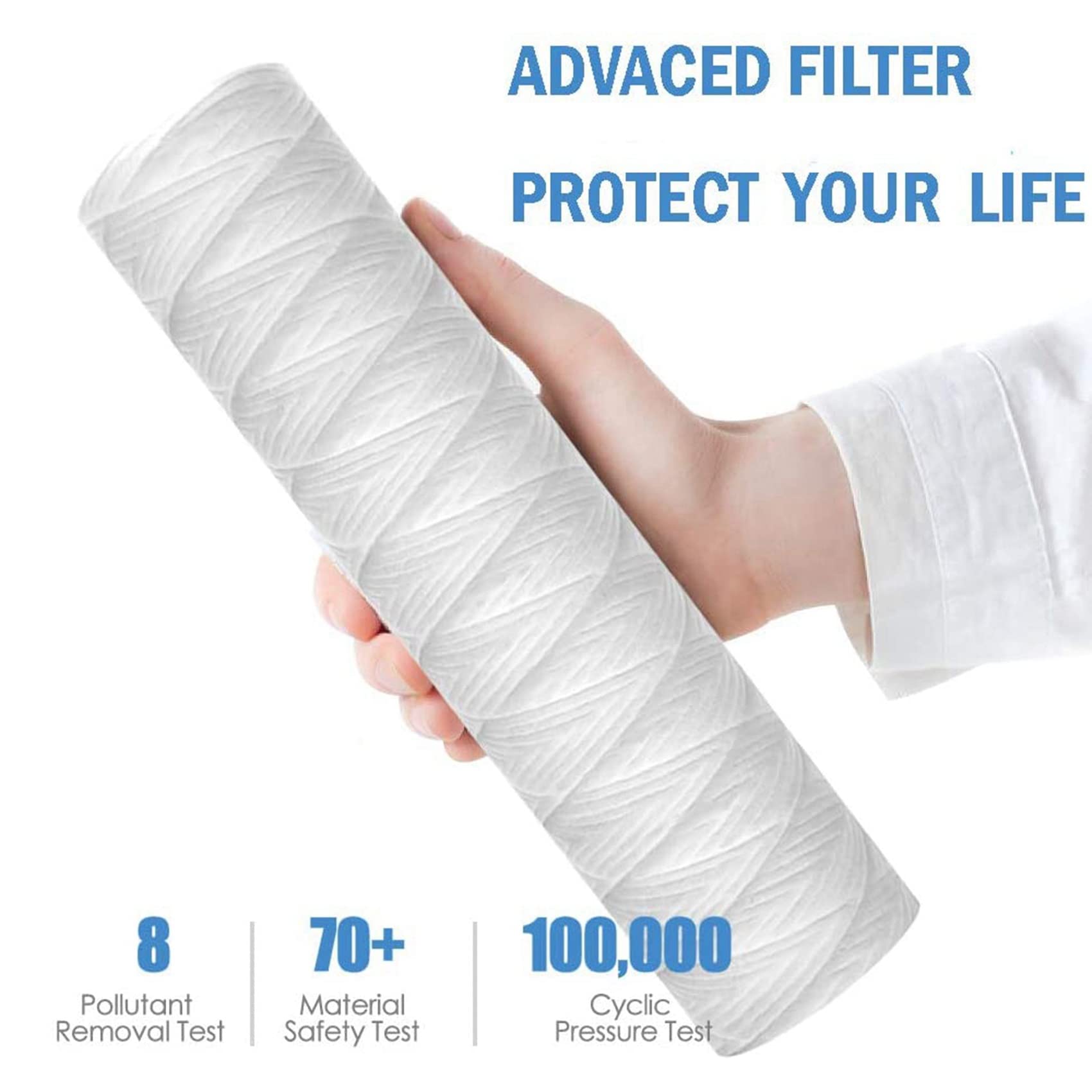 12PZ 5 Micrometri String Wound Water Filter Universal Whole House Sostituzione Cartuccia di Ricambio Filtri Sedimenti 10 Pollici