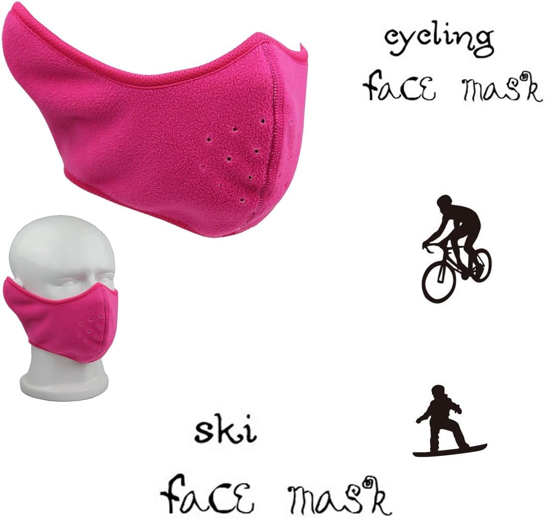 AEY Lilyy Motorcycle Cycling Bicycle Bike Polar FleeceHalf Face Mask (Rose red)