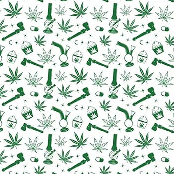 Pride Accessory Gift Wrapping Paper Sheet, Marijuana Theme, Bong, Pipe, edibles Pattern, 2 Sheets - 7.5 sq. ft ea