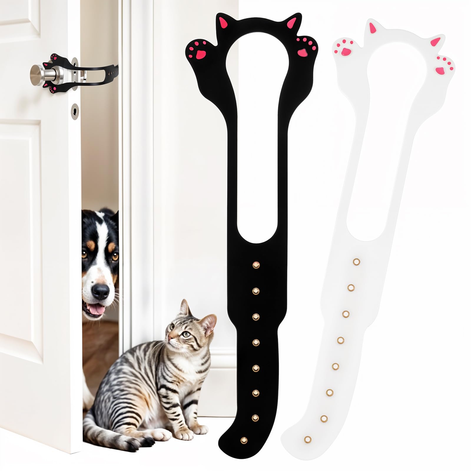 Loquet porte pour chat empêchant le chien d'entrer | Sécurité flexible sans perçage x2