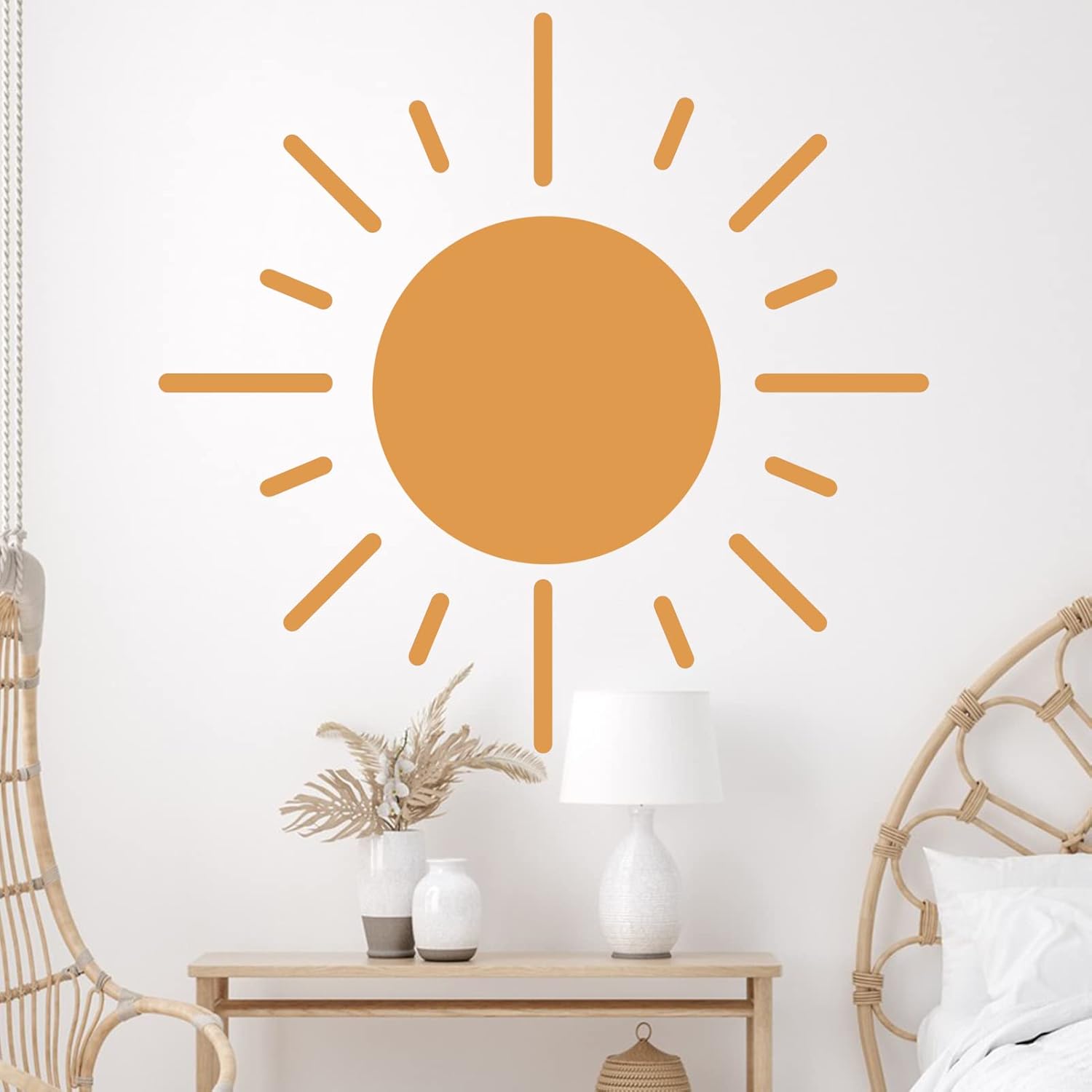 Boho Sun Wall Decals Decor Peel and Stick Large, Oppro Sunshine Vinyl