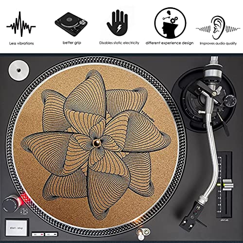 Tazstudio Premium Slipmat - Cork Turntable Mat For Better Sound Support On Vinyl Lp Record Player - Cork Mat Original Geometric Design Psychedelic Geometric Eagle [4Mm Thickness] #TOP6