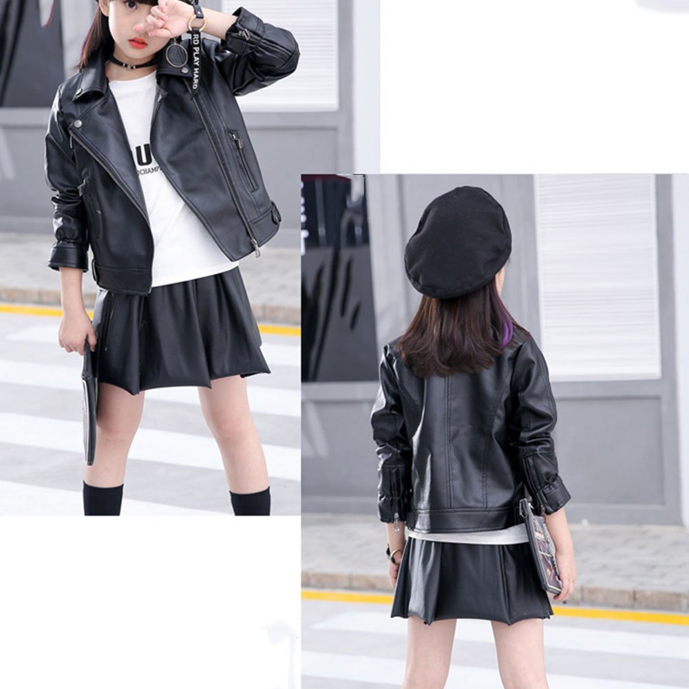 Veste en Simili Cuir Zipper Manteau Court Veste Blazer à Manches Longues
