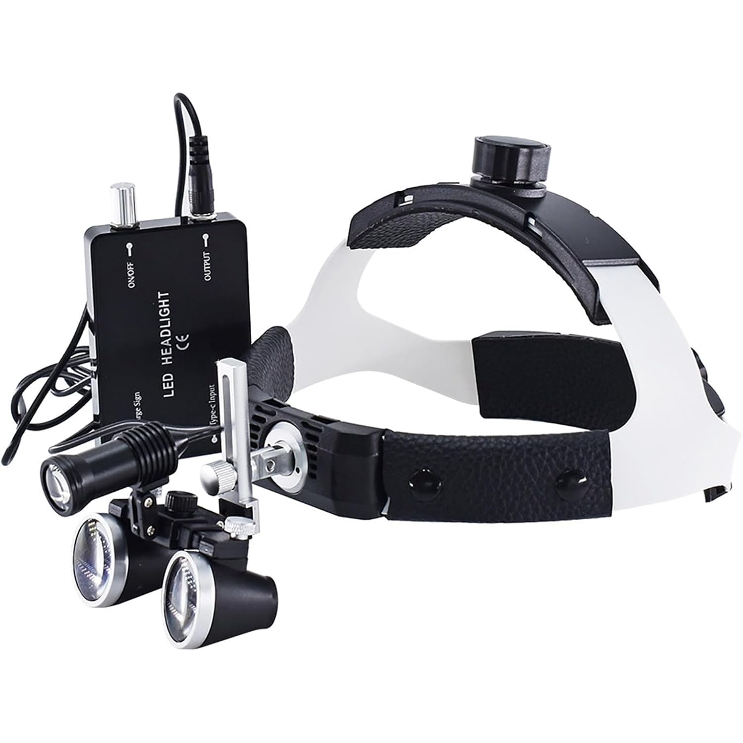 SaryEdge Dental Headlight Glasses Magnifier with LED Light, Surgical Binocular Loupes, Working Distance 320-420mm for Use,size_name-2.5X,size_name-2.5X