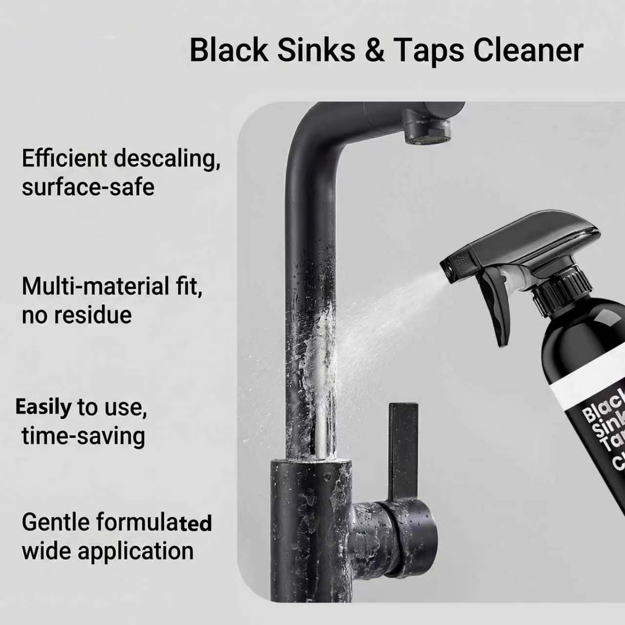 Potente limpiador de manchas de fregadero de espuma, color negro, limpiador de manchas de agua dura, eliminador de manchas de óxido para grifos de metal (5 unidades)